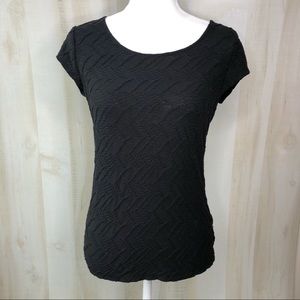 LIZ CLAIBORNE Black Textured Blouse Small